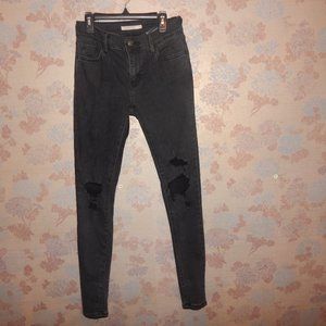WOMENS BLACK LEVI'S 710 SUPPER SKINNY DISTRESSED JEANS